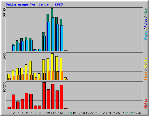 Daily usage for January 2023