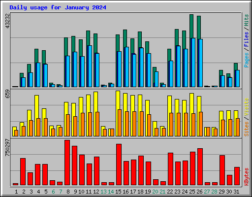 Daily usage for January 2024