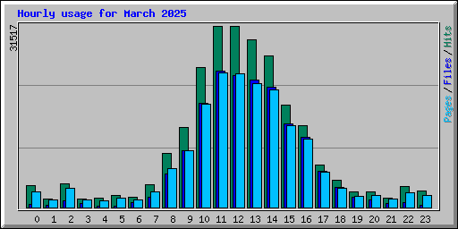 Hourly usage for March 2025